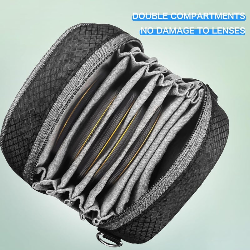 Lightdow Camera Filter Bag - Detachable 8-Slot Lens Carry Case with Belt Loop Pouch - Water-Resistant & Dustproof Design for 37mm-95mm Filters - Image 5
